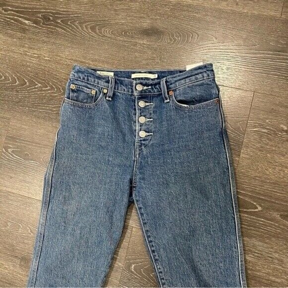 Levi's Premium Wedgie Straight High Rise Exposed Button Fly Jeans Sz 26 - Picture 4 of 14